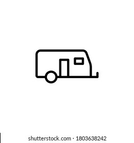 Camper van, motorhome, camper simple thin line icon vector illustration