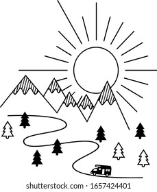 Camper Van in the Mountains