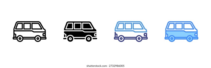 Conjunto de iconos de estilo múltiple Camper Van
