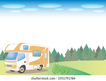 Camper van and nature background - Forest