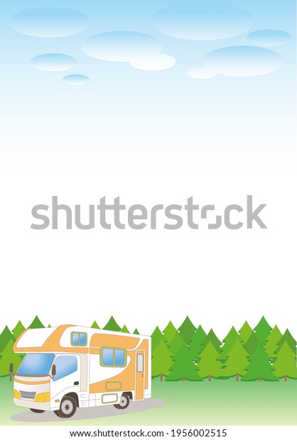 Camper\
van and nature background - Forest vertical\
type