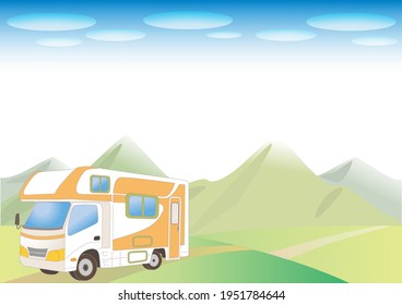 camper van and nature background - mountain
