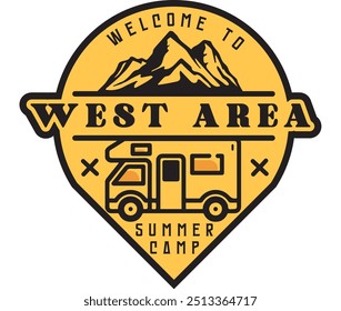 Camper Van Patch Emblem Retro National Park Summer Camp West Coast Area