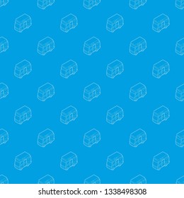 Camper van pattern vector seamless blue repeat for any use