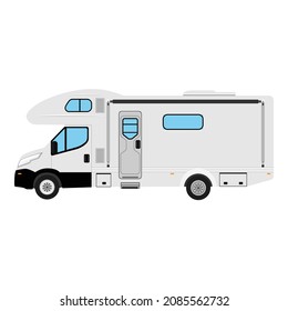 Camper van, recreational vehicle isolated on white background. Vector