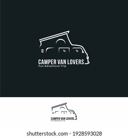 Camper van or recreational vehicle (RV) adventure car logo template, Travel and leisure vecktor design.