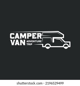 Camper van Recreational vehicle (RV) adventure car logo template design.