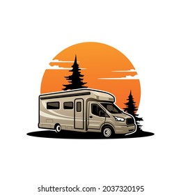 camper van - rv - motor home isolated vector