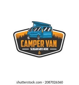 Camper Van RV Motorhome Emblem Ready Made Logo. Best For Camper Van Related Business