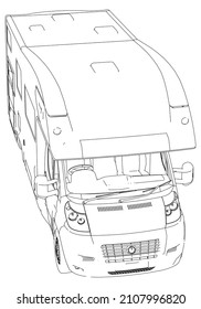 Camper van silhouette vector illustration. Caravan vector isolated on white background.