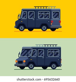 camper van trailler vector illustration. flat style food truck. delivery van icon