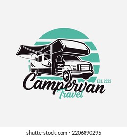 camper van travel logo vector design