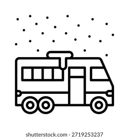 Ilustración vectorial de viaje Camper Van, icono de estilo de línea