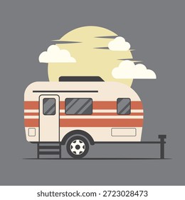 Camper Van Vector Art Illustration
