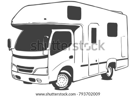 Camper Van Clip Art Black And White