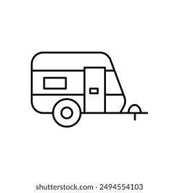 Icono del Vector de la furgoneta camper sobre fondo blanco
