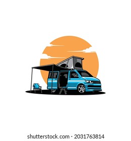 Camper van vector isolated illustration