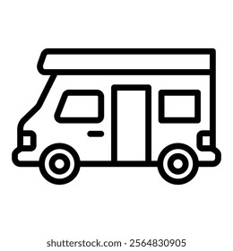 Camper Van Vector Line Icon Design