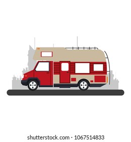 Camper van vehicle at city