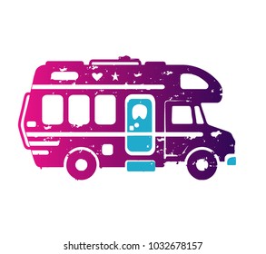 Camper vector cartoon. Happy camper
