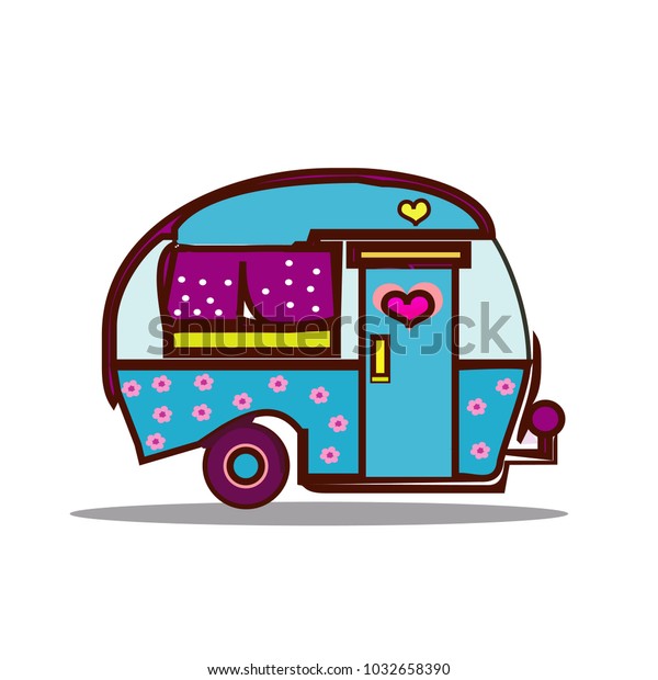 Camper Vector Cartoon Happy Camper Stock Vector (Royalty Free) 1032658390