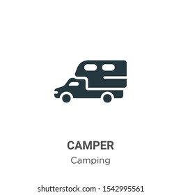 Camper vector icon on white background. Flat vector camper icon symbol sign from modern camping collection for mobile concept and web apps design.