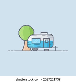 Camper vector illustration. Camping trailer