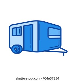 Camper vector line icon isolated on white background. Camper line icon for infographic, website or app. Blue icon designed on a grid system.