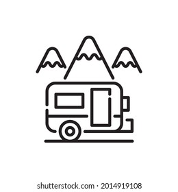 Camper vector outline icons style illustration. EPS 10 file