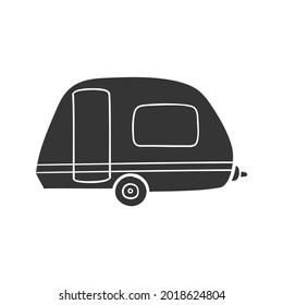 Camper Vehicle Icon Silhouette Illustration. Camping Home Vector Graphic Pictogram Symbol Clip Art. Doodle Sketch Black Sign.