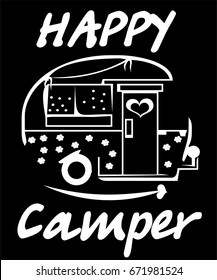 Camper.Cute happy camper cartoon