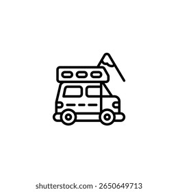 campervan adventure outline icon and illustration