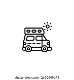 campervan adventure sunny outline icon and illustration