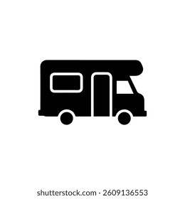 Campervan Black Filled Icon Minimal Side View with Window