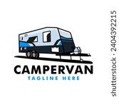 campervan car illustration logo design