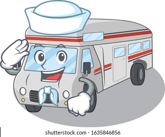 Campervan cartoon the concept Sailor wearing hat