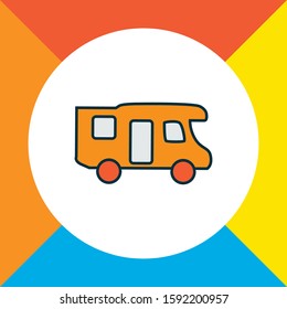 Campervan icon colored line symbol. Premium quality isolated caravan element in trendy style.