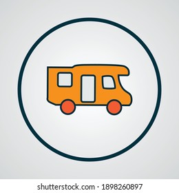 Símbolo de línea de color de icono de Campervan. Un elemento de caravana aislado de primera calidad en un estilo moderno.