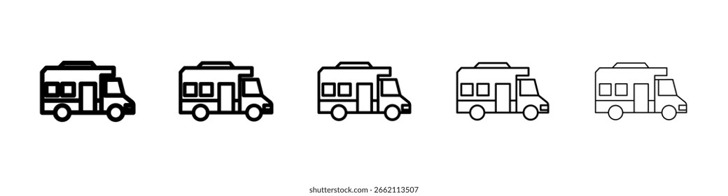 Ícone de campervan preenchido conceito de sinal plano para web design.