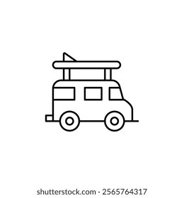 Campervan icon line art vector