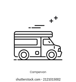 campervan icon. Outline style icon design isolated on white background