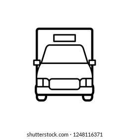 Campervan Icon as A Transportation Vector Template in Line Art Style. Front View Caravan.