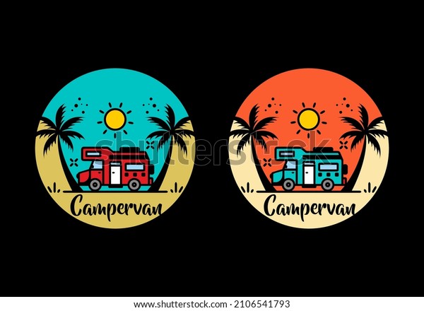 Campervan life line art
illustration design