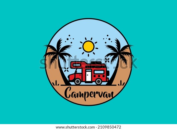 Campervan life line art\
illustration design