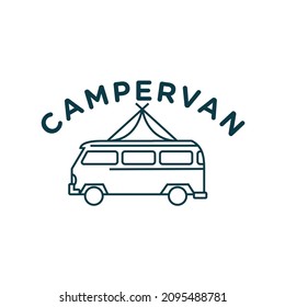 campervan logo vector with monoline concept