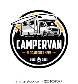 Campervan Motorhome RV Caravan Logo Vector Art