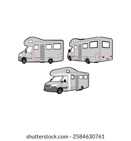 Campervan Motorhome Side View Vector Illustration