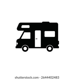 Silhueta de ícone de veículo de viagem de motorhome de Campervan.