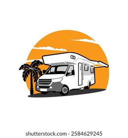 Campervan Motorhome Vector Art Illustration Isolated