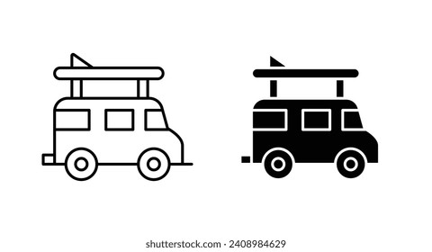 Campervan outline icon collection or set. Campervan Thin vector line art